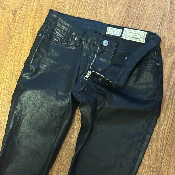 All Saints Petrel Ashby Low Rise Skinny Coated Black Faux Leather Jeans Size 27 - Picture 6 of 14